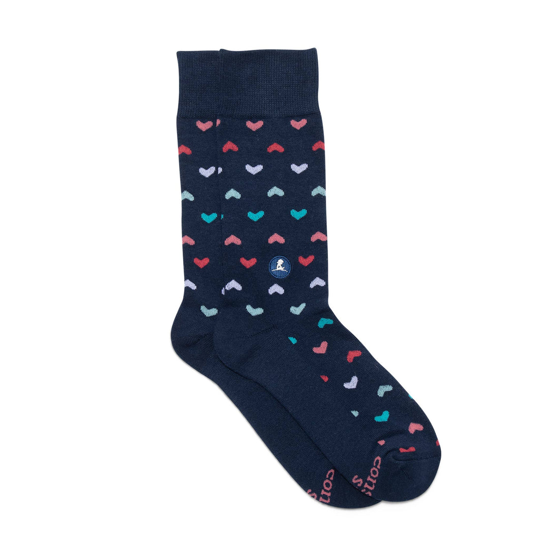 Socks That Find a Cure (Navy Hearts) - Medium